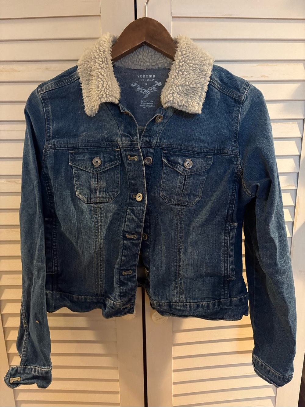Sonoma Denim Jacket with Cream Sherpa Collar